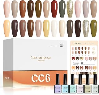 CANNI 30Pcs Gel Nail Polish Set - 9ML Winter Nude Brown Beige Khaki Neutral Gel Polish Kit, Soak Off UV LED Nail Art Starter Set, Skin Tone for Home & Salon Manicure