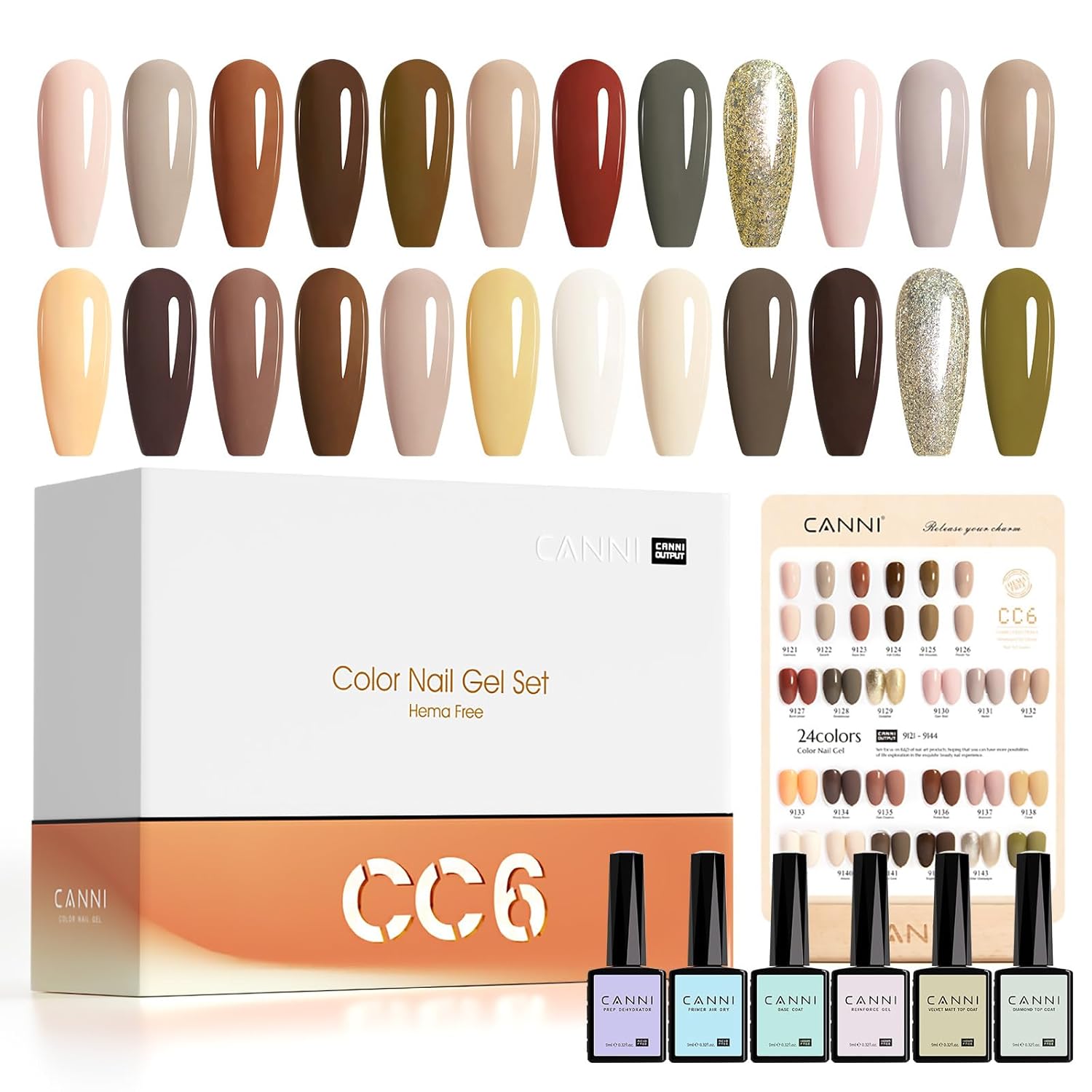 CANNI 30Pcs Gel Nail Polish Set - 9ML Winter Nude Brown Beige Khaki Neutral Gel Polish Kit, Soak Off UV LED Nail Art Starter Set, Skin Tone for Home & Salon Manicure