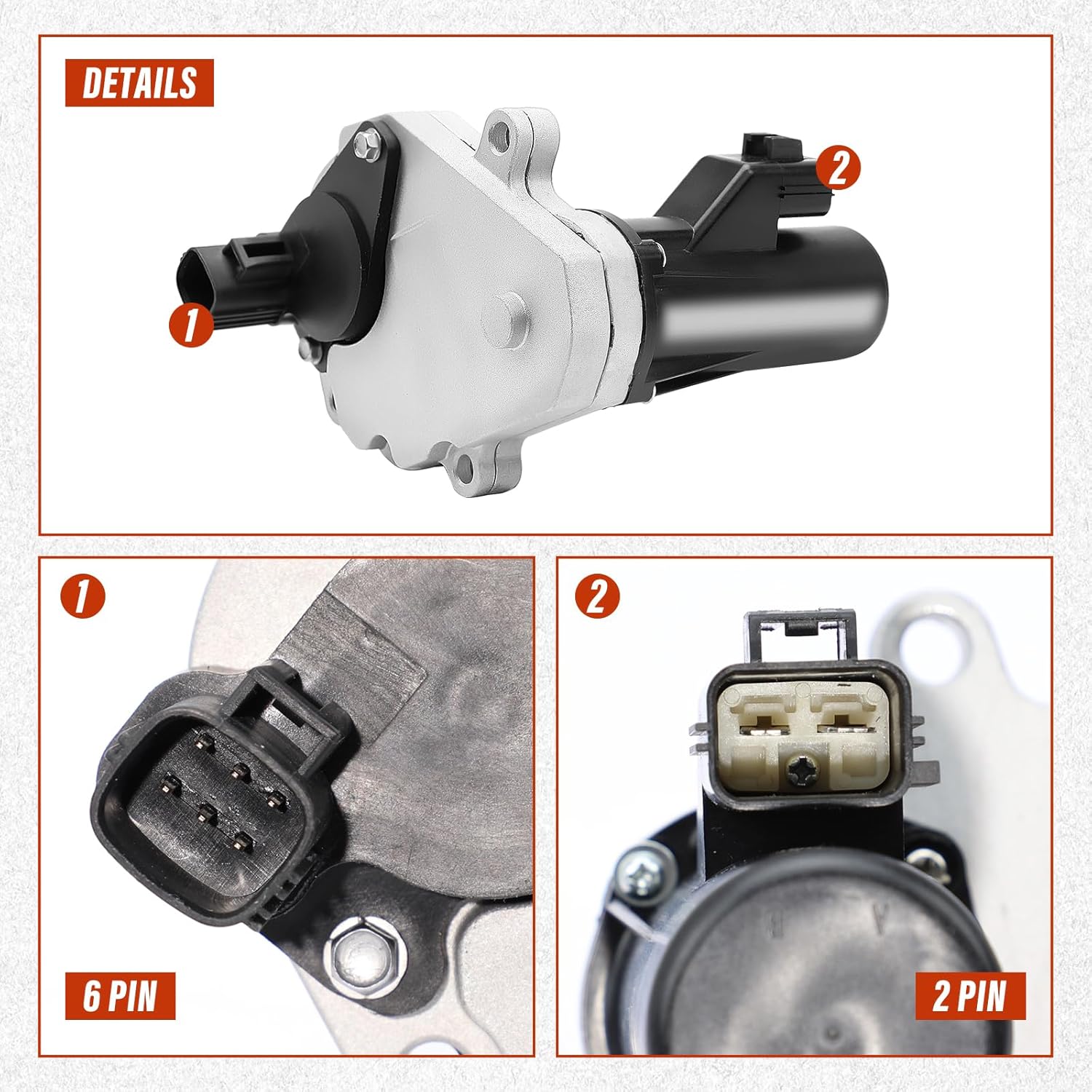 600-936 4WD Transfer Case Motor Compatible with Dodge Vehicles - Ram 1500 Ram 2500 Ram 3500 2003-2005, Durango 2003, Dakota 2003-2004, Replace OE 5086345AA 5086345AB, 6+2-Pins