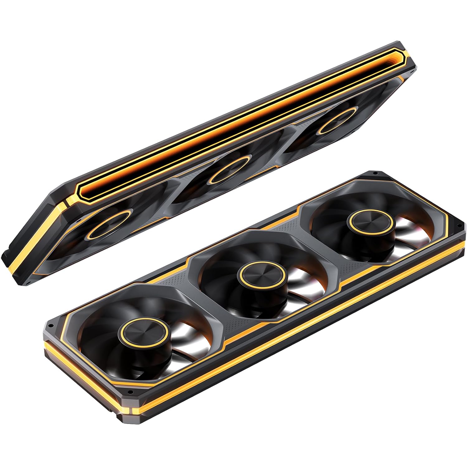 JONSBO XA360BR (Reverse) PC Fan,Reverse Blade Silent Computer Fan, Dual-Light Effect, Switch At Will,All-in-One, Single Frame Unit with3x120mm ARGB Fans,1800RPM,28MM Thick,Black