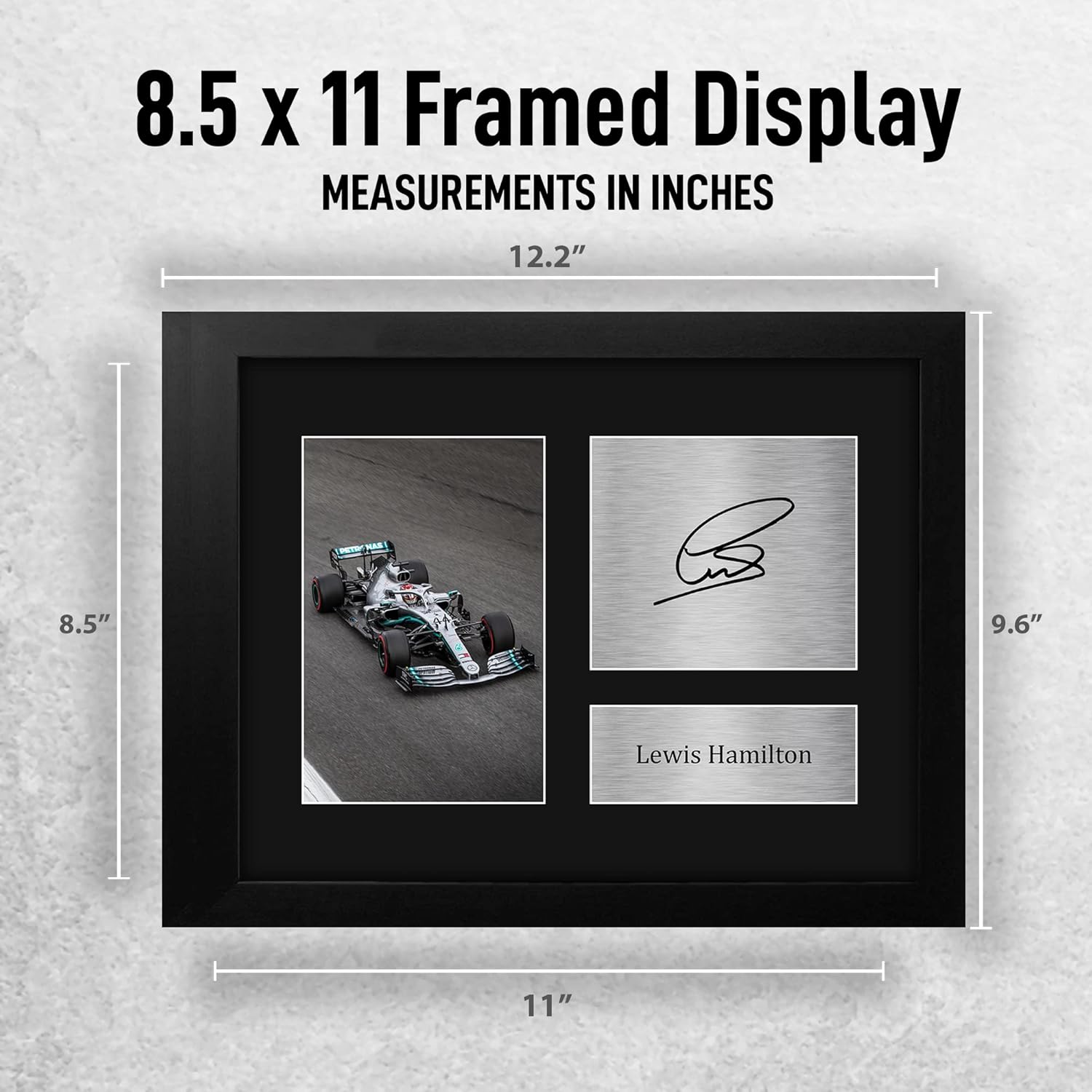 HWC Trading Lewis Hamilton Car Gifts USL Framed Printed Signed Autograph Picture for F1 Formula 1 Racing Fans - US Letter Size