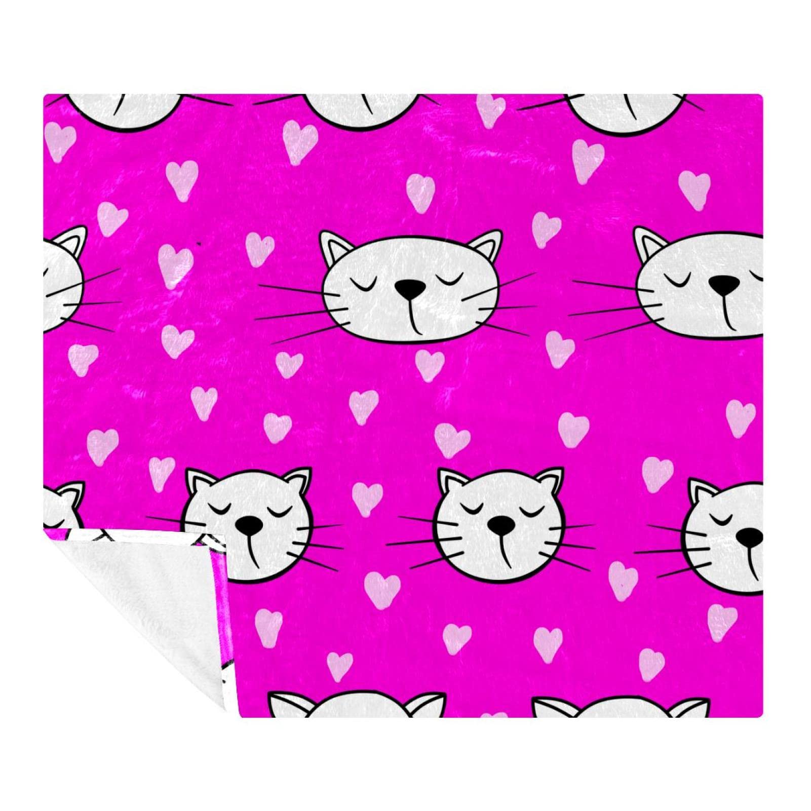 Couverture plaid chat violet anti-froid et légère pour lit d'enfant
