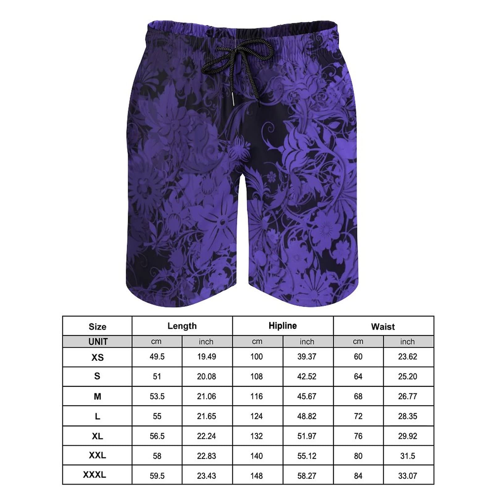 Amazon.co.jp: ビーチパンツ 紫 花柄 サーフトランクス メンズ