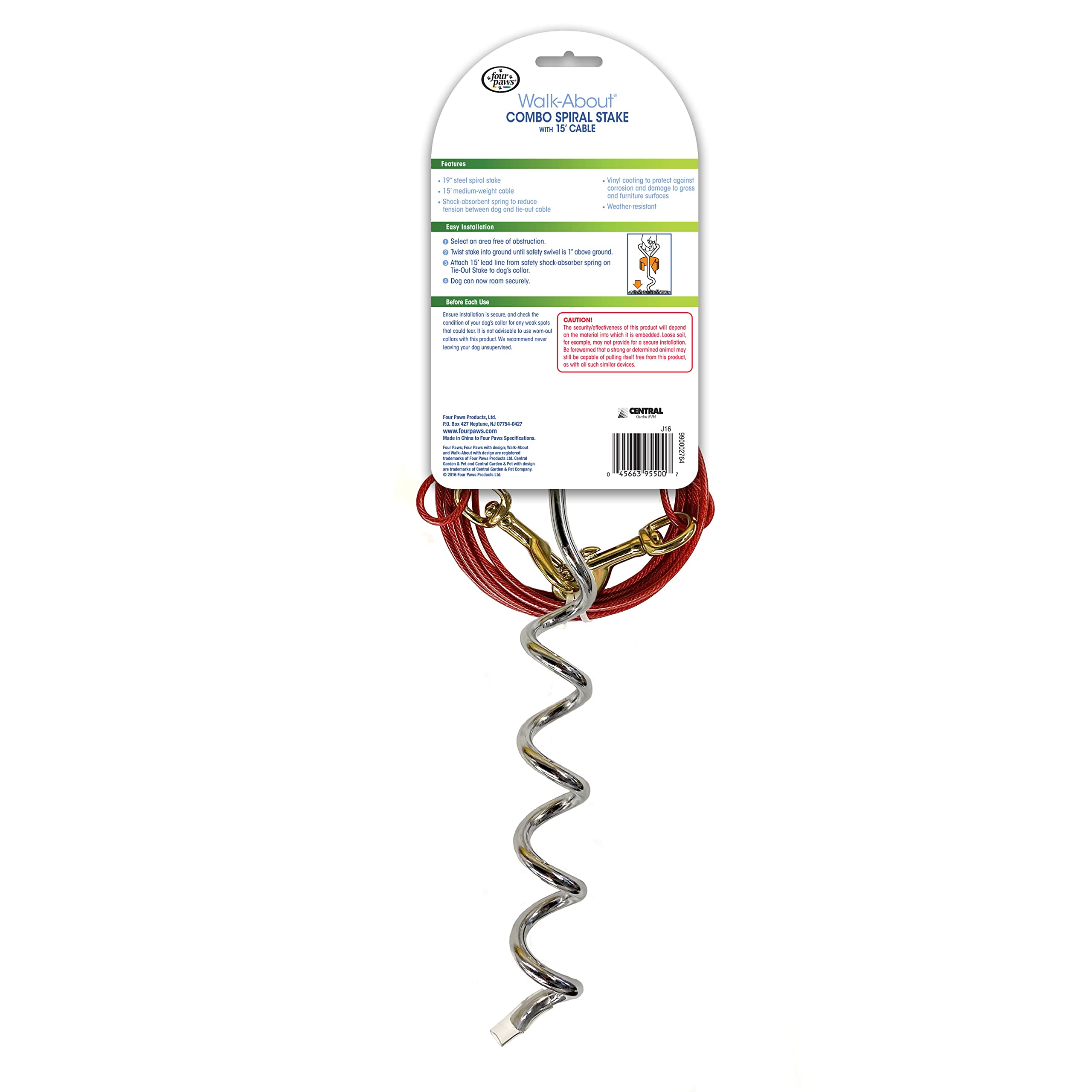 Four Paws Walk About Spiral Stake with 15-Foot Cable — alternate product view 4