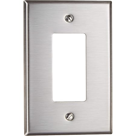 Leviton 6-Gang Stainless Steel Wall Plate — Decora/GFCI Device Mount, Traditional Style