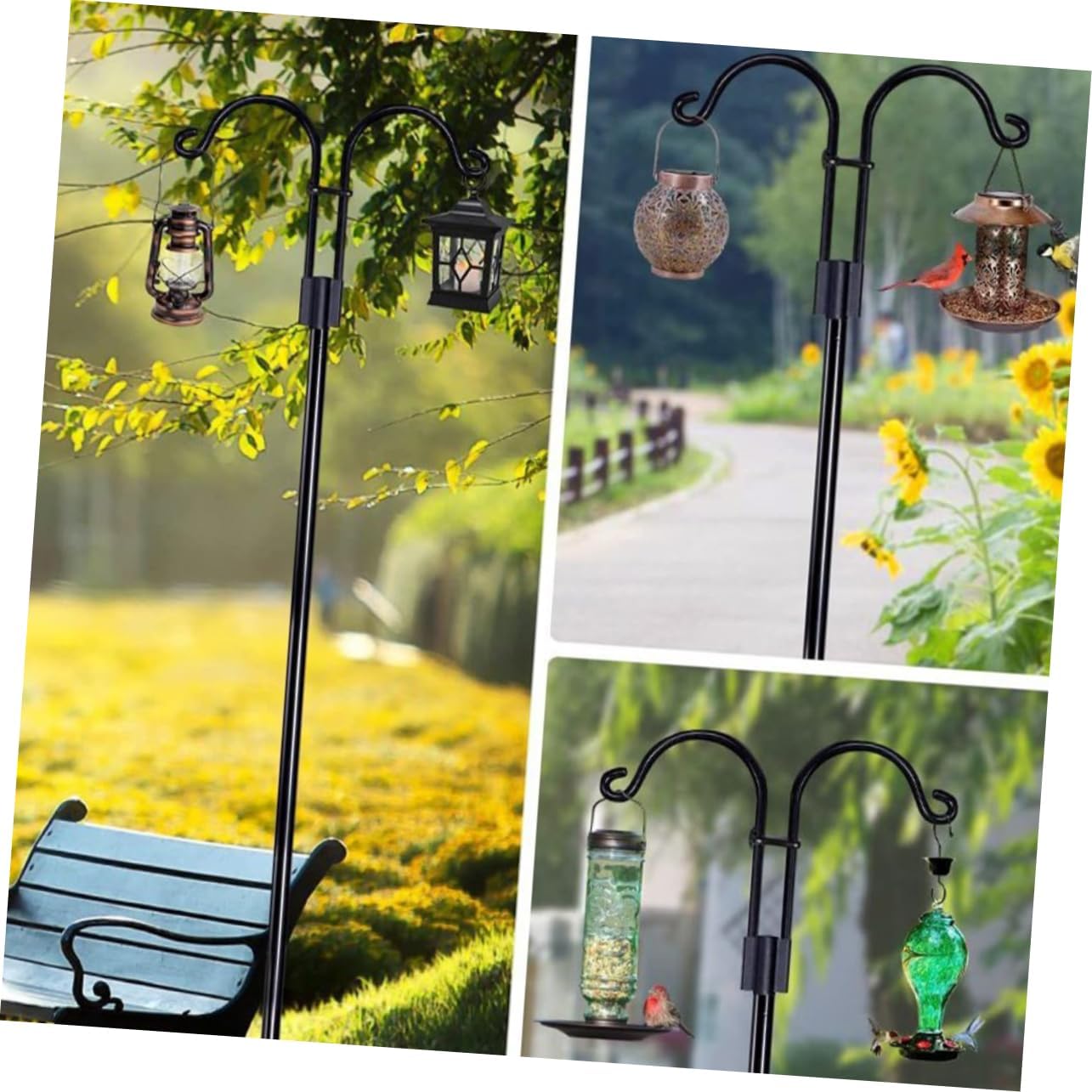 Multi-Functional Shepherd Hook for Outdoor Use Garden Insert Solar Lamp and Planter Hanger Elegant Decoration for Weddings Patios and Gardens