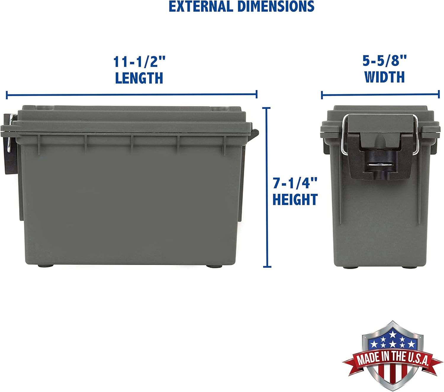 Sheffield 12626 Ammo Storage Box, .30 Cal, Water Resistant, Lockable, Made in USA, Green (Pack of 6)