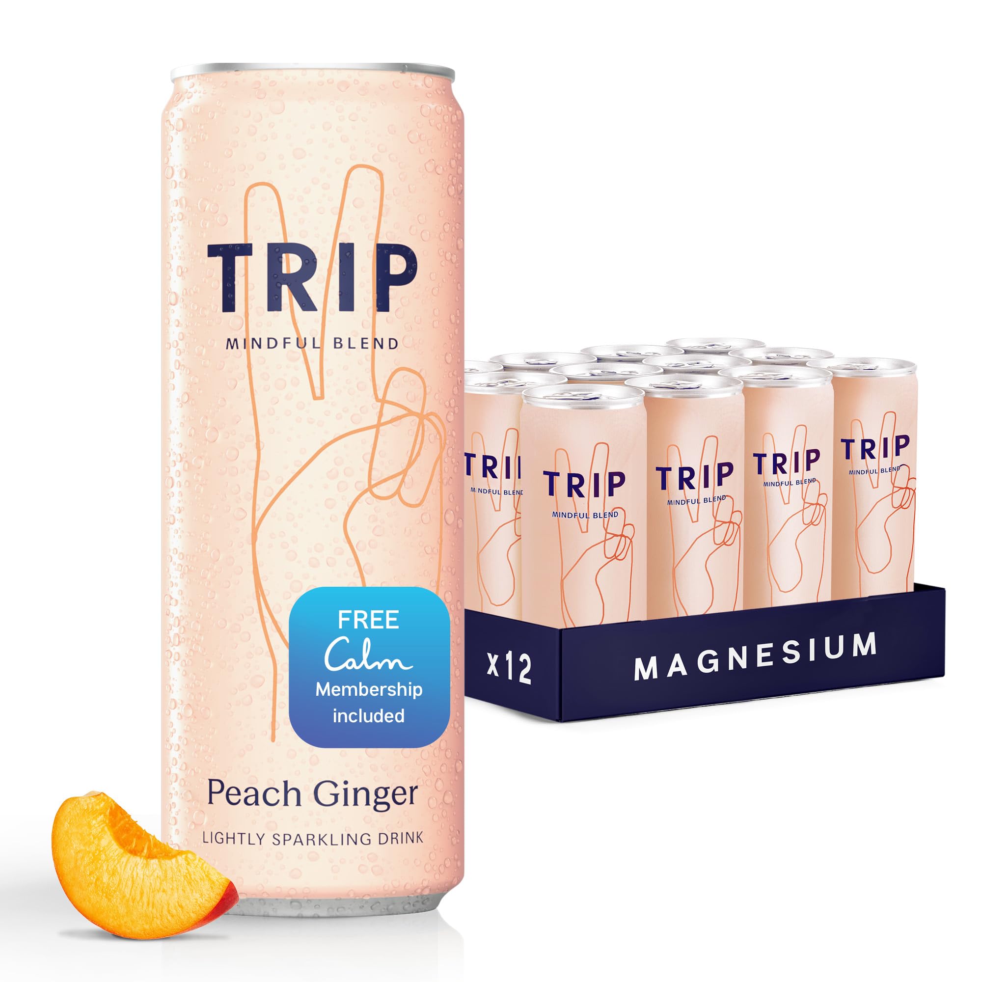 TRIP Conscious Mix, Carbonated Adaptogen, Non-Alcoholic Cocktail with 120mg Magnesium Citrate, Ashwagandha, Mel 12 Fl Oz (Pack of
