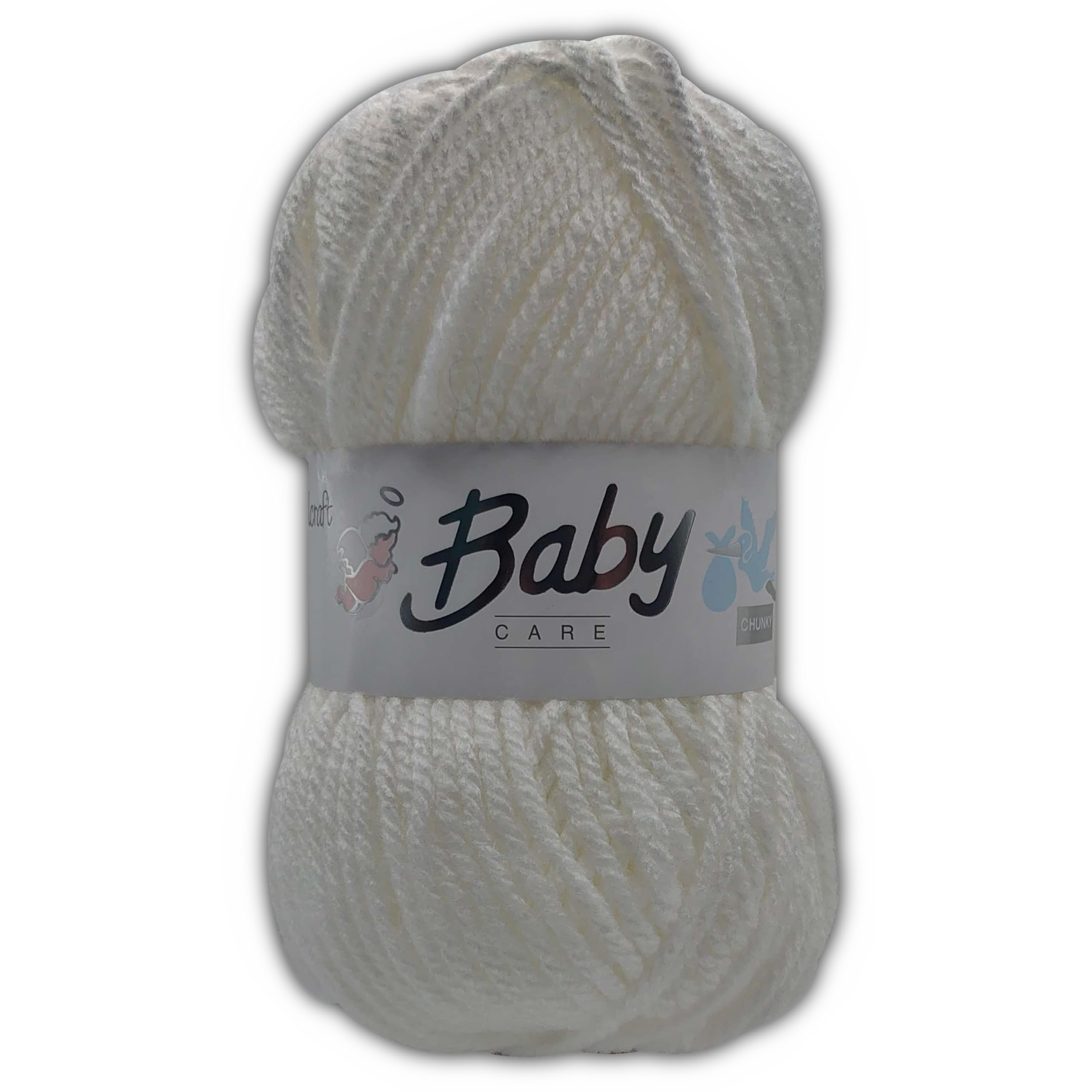 2 Pack of White 500 - Baby Care Chunky Wool for Knitting and Crochet by Woolcraft