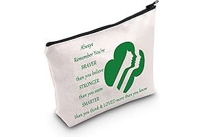 LEVLO Girl Scout Cosmetic Makeup Bag -- "You Are Braver/Stronger/Smarter Than You...