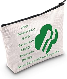 Girl Scout Cosmetic Make Up Bag Scout Leader Inspired Gift You Are Braver Stronger Smarter Than You Think Makeup Zipper Pouch Bag (Girl Scout)