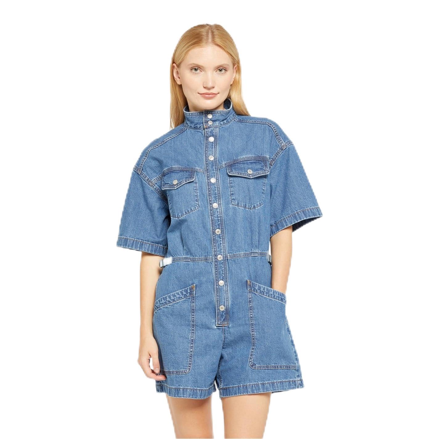Levis Women's Short-Sleeve Surplus Playsuit - Blue Joke - 14 (L)