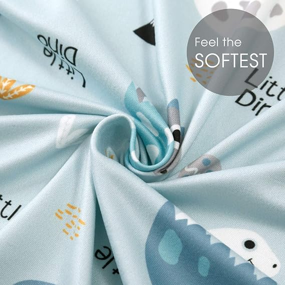 GRSSDER Stretchy Ultra Soft Jersey Knit Fitted Pack n Play Sheets Set 2 Pack, Portable/Mini Crib Sheets for Boys, Universal Fit for Pack N Plays Safe and Snug, Happy Dinosaurs for Baby