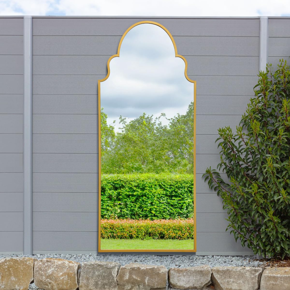 The Arcus New Extra Large Gold Framed Arched Garden Mirror - 79""x 33"" 200x85cm