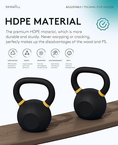 Miniatura 8 de SERWALL Juego de 2 sillas plegables Adirondack ajustables con 3 posiciones reclinables, Adirondack de polietileno de alta densidad para todo tipo de