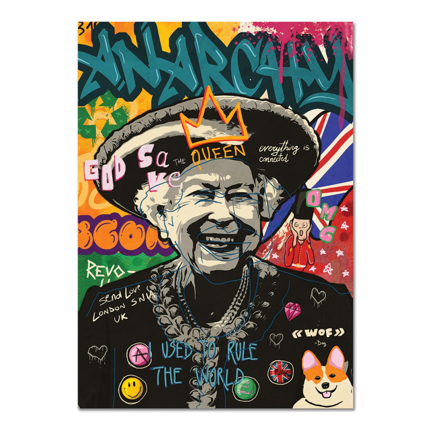 Giallobus - Quadro - 10 - Queen punk - Vetro acrilico - 70L x 100l cm - Pronto da appendere - Quadri moderni per la casa