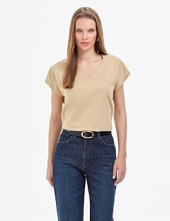 Pierre Cardin Kadın Bej Tişört Basic 50325454-VR011