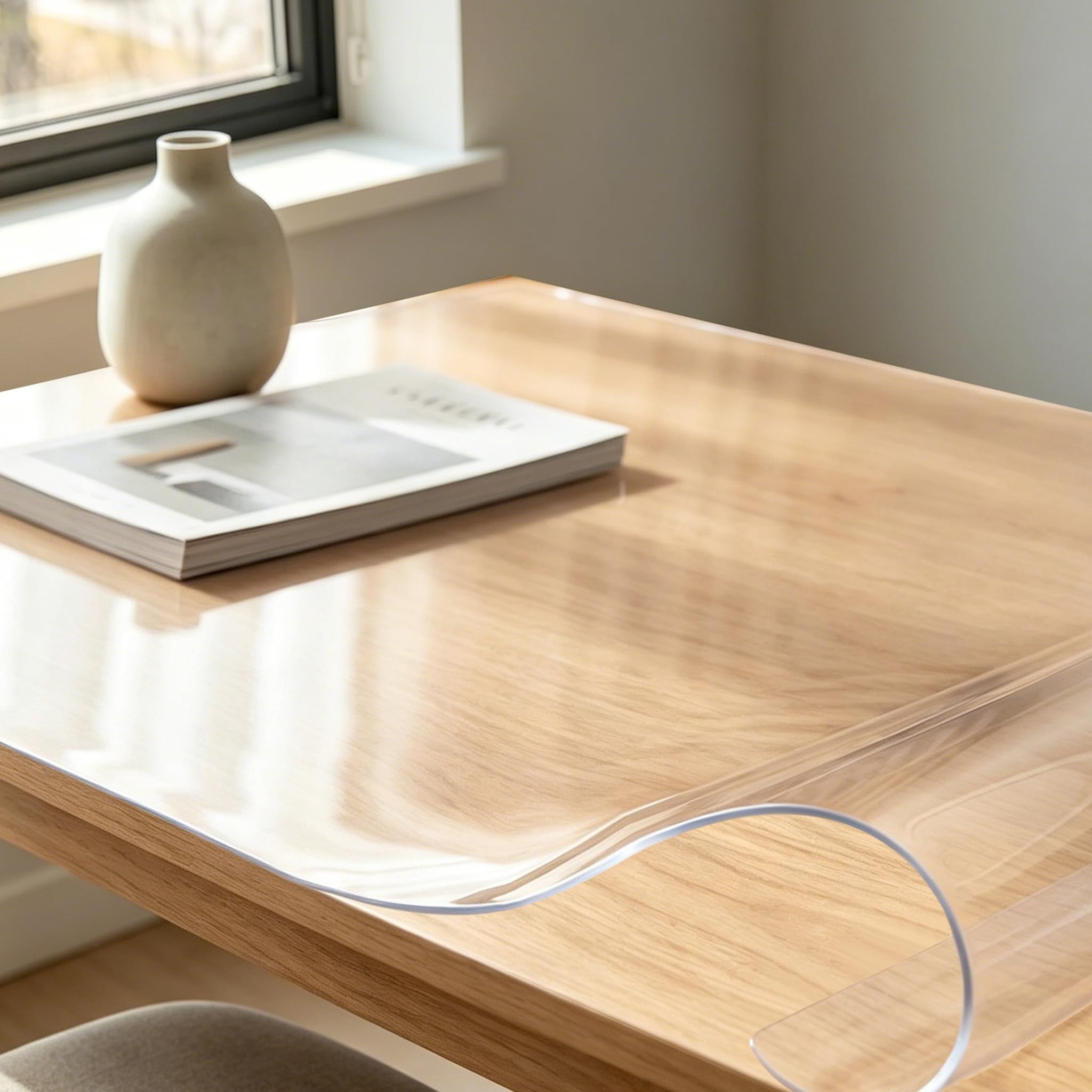 Nappe transparente résistante à la chaleur pour tables en bois et verre