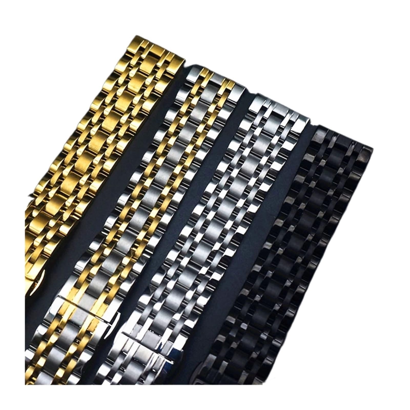 YINGO Cinturino a cinturino in acciaio inox curvato 14mm 16mm 18mm 19mm 20mm 21mm 22mm uomini donne orologi argento oro nero braccialetto