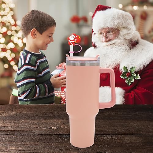 Miniatura 4 de 4 tapas de paja de Navidad para copa Stanley, adorno de popote de silicona compatible con vaso Stanley de 40 onzas, accesorios para tazas Stanley