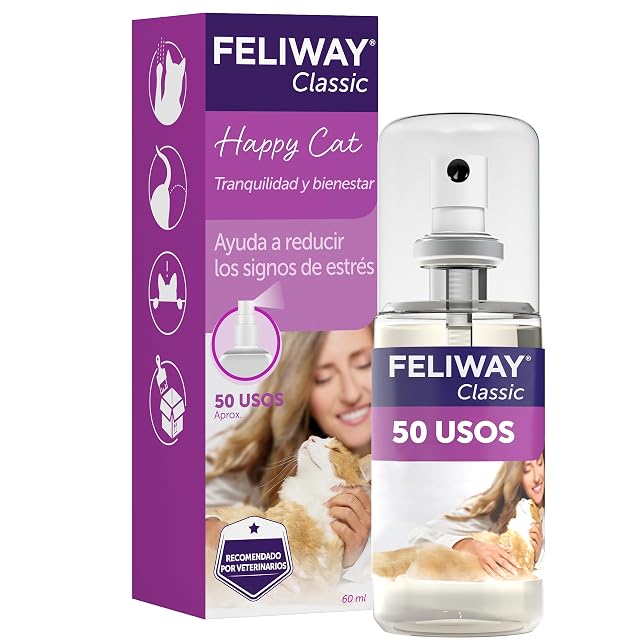 FELIWAY Classic Spray - Feromonas calmantes para gatos (60ml). Reduce los marcajes con orina y el estrés…