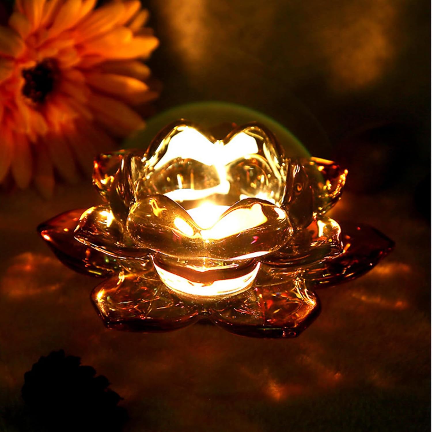 GOLDEAL Lotus Tealight Candle Holders,Set of 8,Gold Glass,Tea Light Holders,Votive Candle Holders Bulk,Pillar Candle Holder for Wedding Party,Baby/Bride Shower Party,Bathroom,Home Table Centerpieces