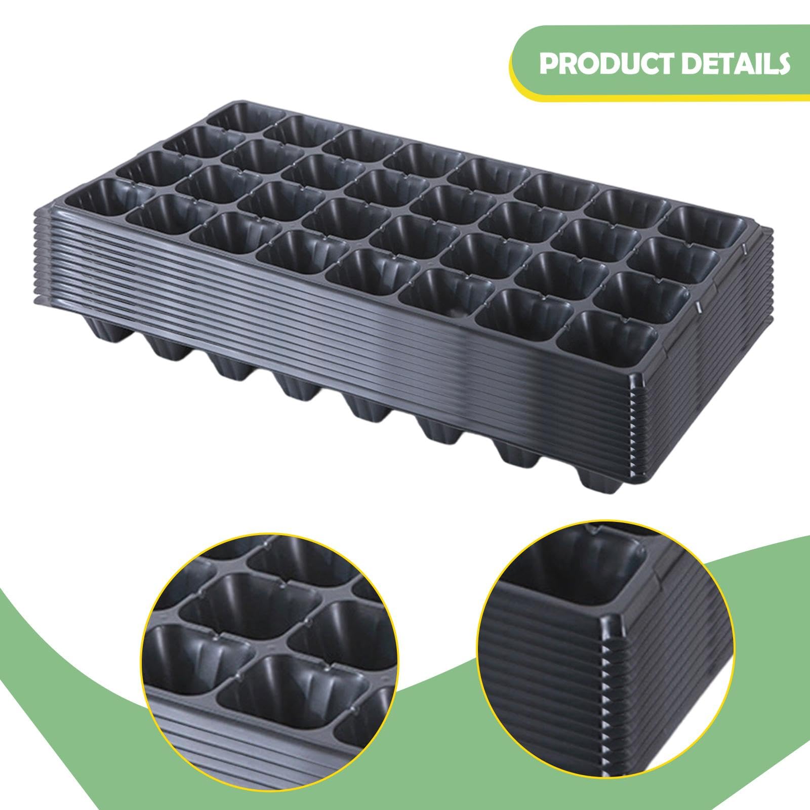 12 Pezzi Vaschette per Piantine Vassoi Germinazione Multi Griglia Vassoi Avviamento Semi per Microgreens Propagatori in PP Resistente Adatte a, 32 Celle