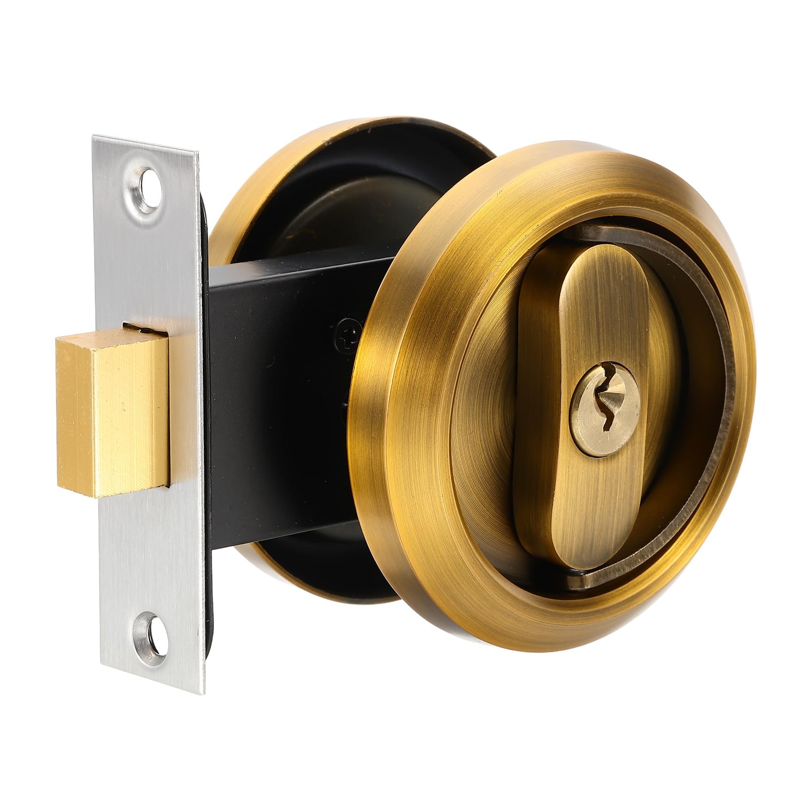 Serrure de porte en acier inoxydable bronze au design rond encastré minimaliste