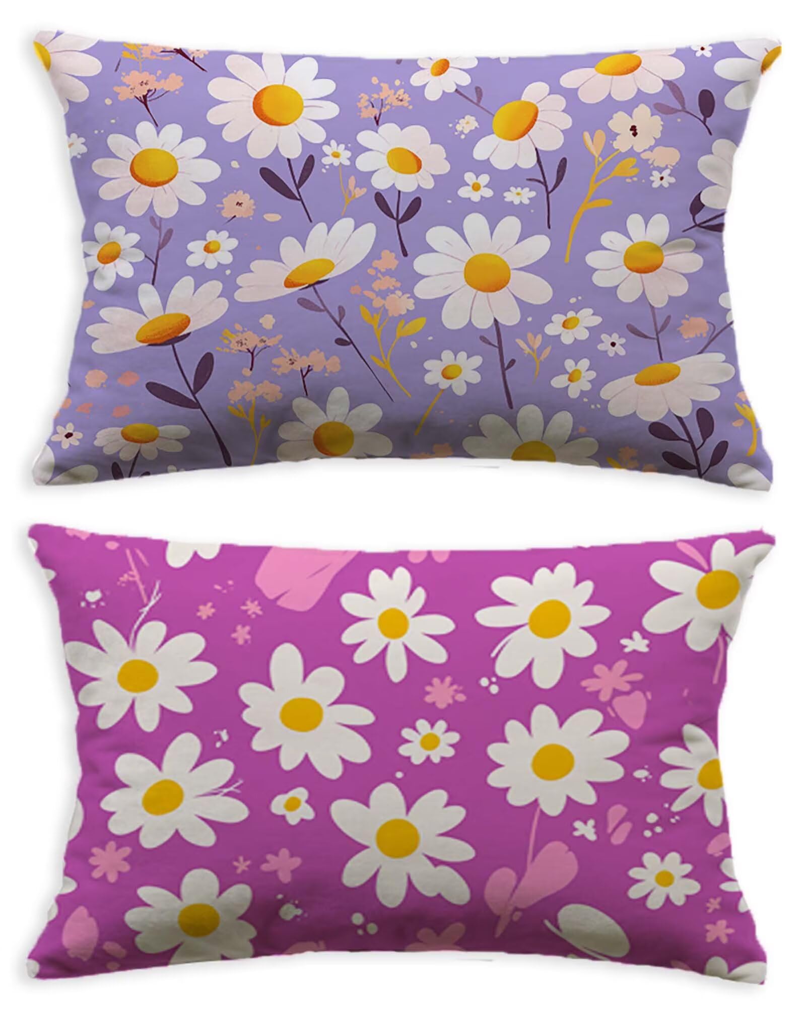 Housse de coussin violet 50x70 lot de 2 taie oreiller rectangulaire velours fleur O-663C