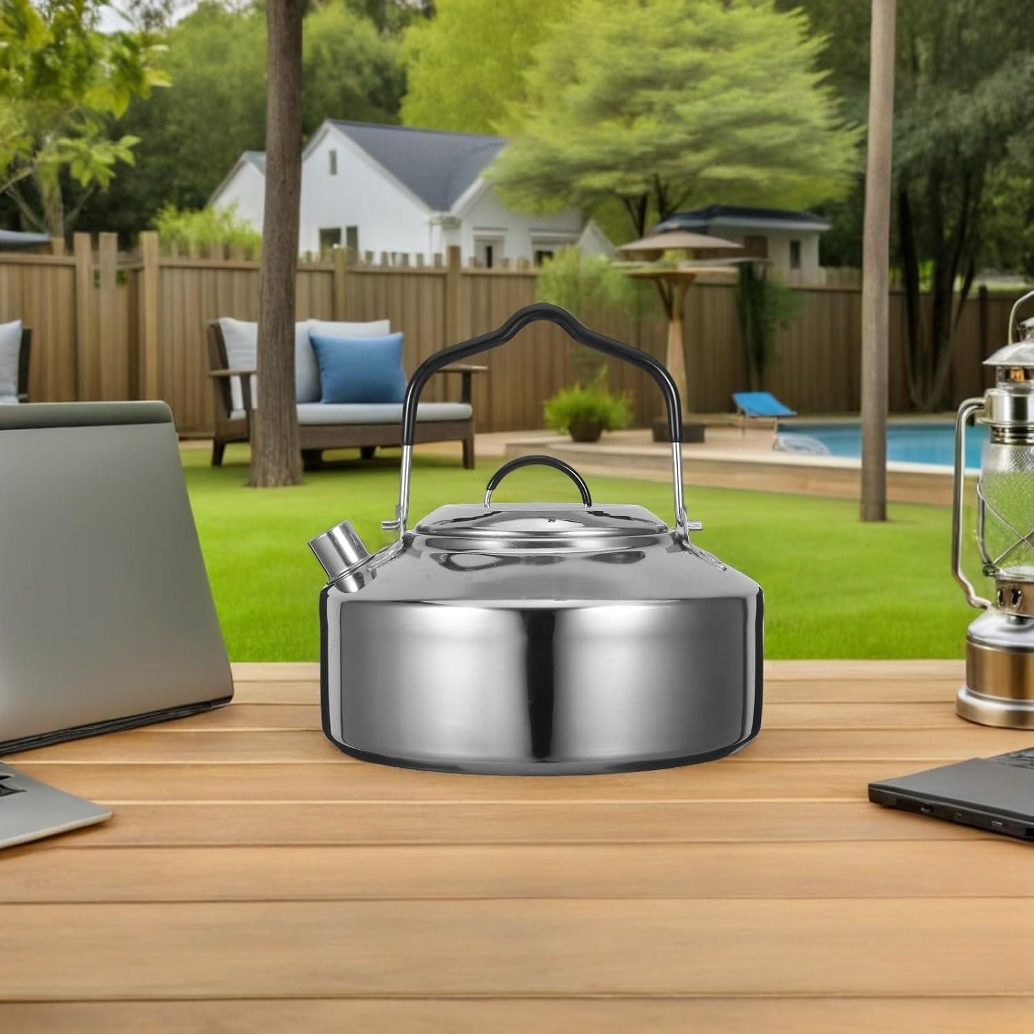 Toyvian Stainless Steel Camping Coffee Pot 1l Portable Tea Kettle with Rapid Heating Technology for Outdoor Camping and Hiking