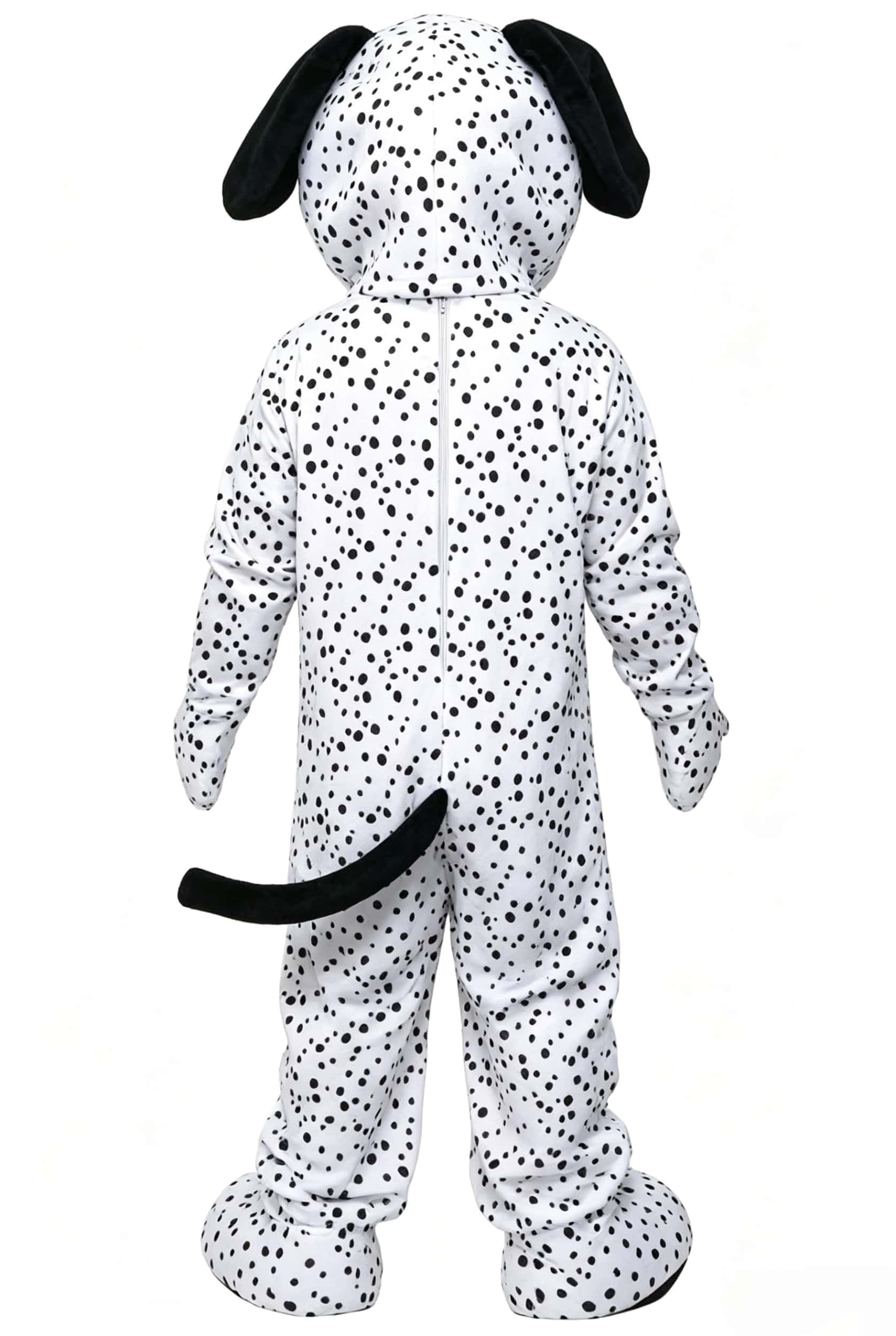 Costume da dalmata in peluche maculato bianco e nero per cuccioli, vestito per adulti