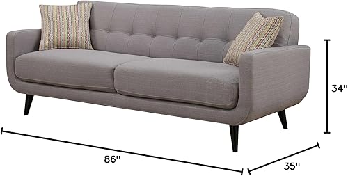 Miniatura 2 de AC Pacific Crystal Collection - Juego de sala de estar de 2 piezas tapizadas en color gris de mediados de siglo con sofá y sofá de dos plazas y 4