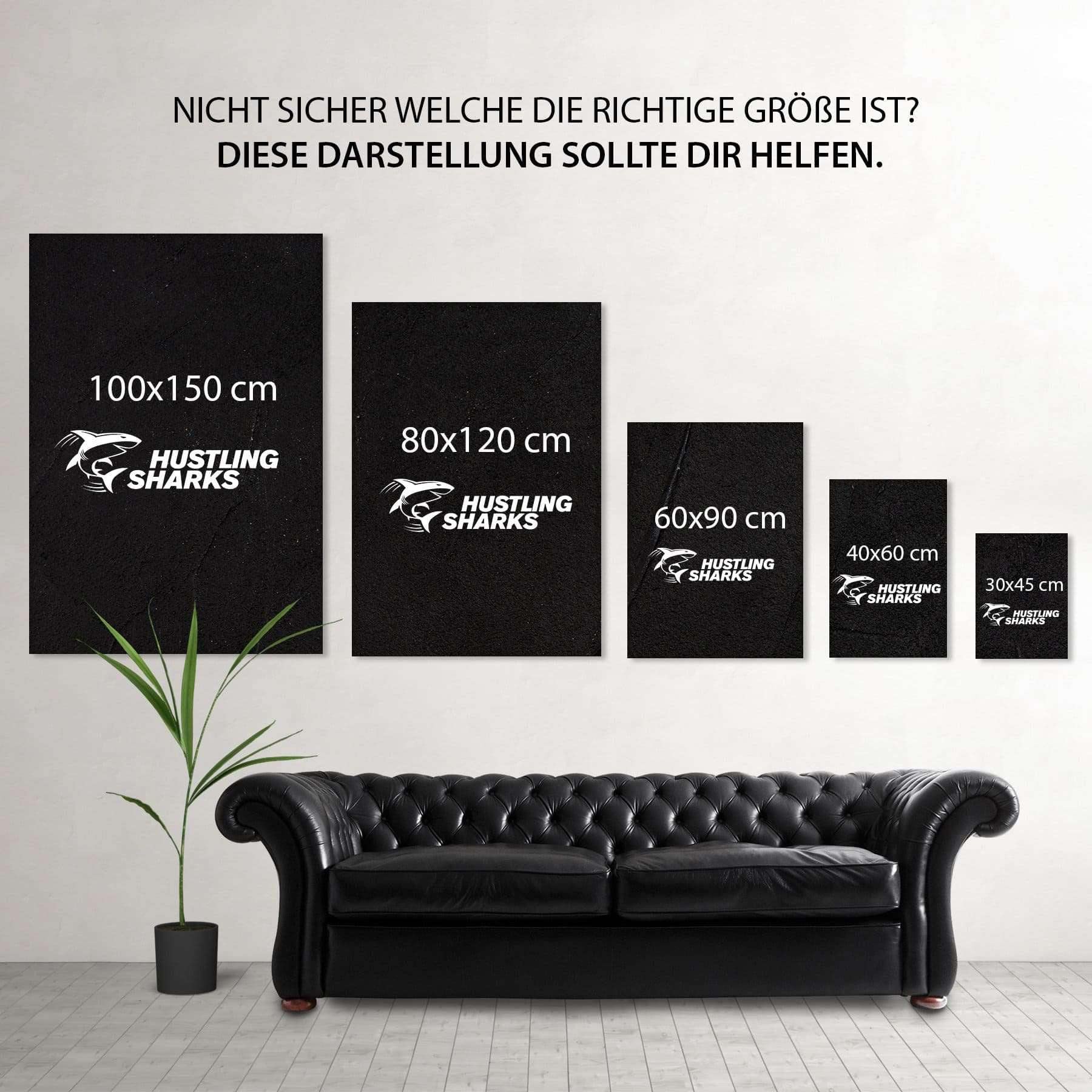Hustling Sharks® Motivationsbild „Erfolgsregeln“ – Poster 100 × 150 cm | XXL Motivationsbild im Hochformat, Motivationsposter Büro, Poster mit Sprüchen, Erfolg Bilder, Büro Bild, Deko