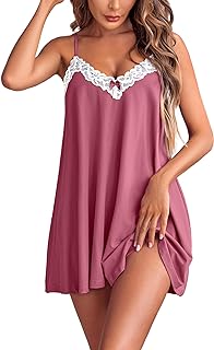 Women Lace Nightgown Sexy Spaghetti Strap Cami Sleeveless Chemise Sleepwear Sleep Dress - Buy now