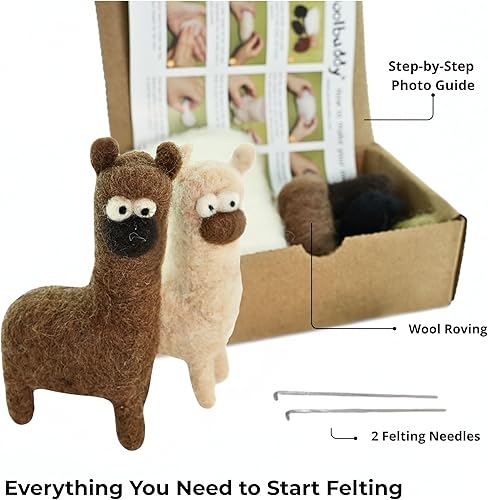 Miniatura 10 de Woolbuddy Kit de fieltro de aguja, kit de fieltro para animales, hecho a mano, lana de fieltro con 2 agujas de fieltro e instrucciones (cebra)