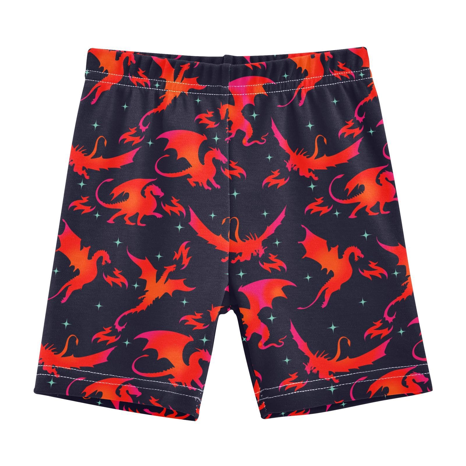 JHKKU Girls Fiery Dragon Shorts Cotton Cartwheel Bike Kids Biker Under Dress Dance Short Girl Clothes 6T