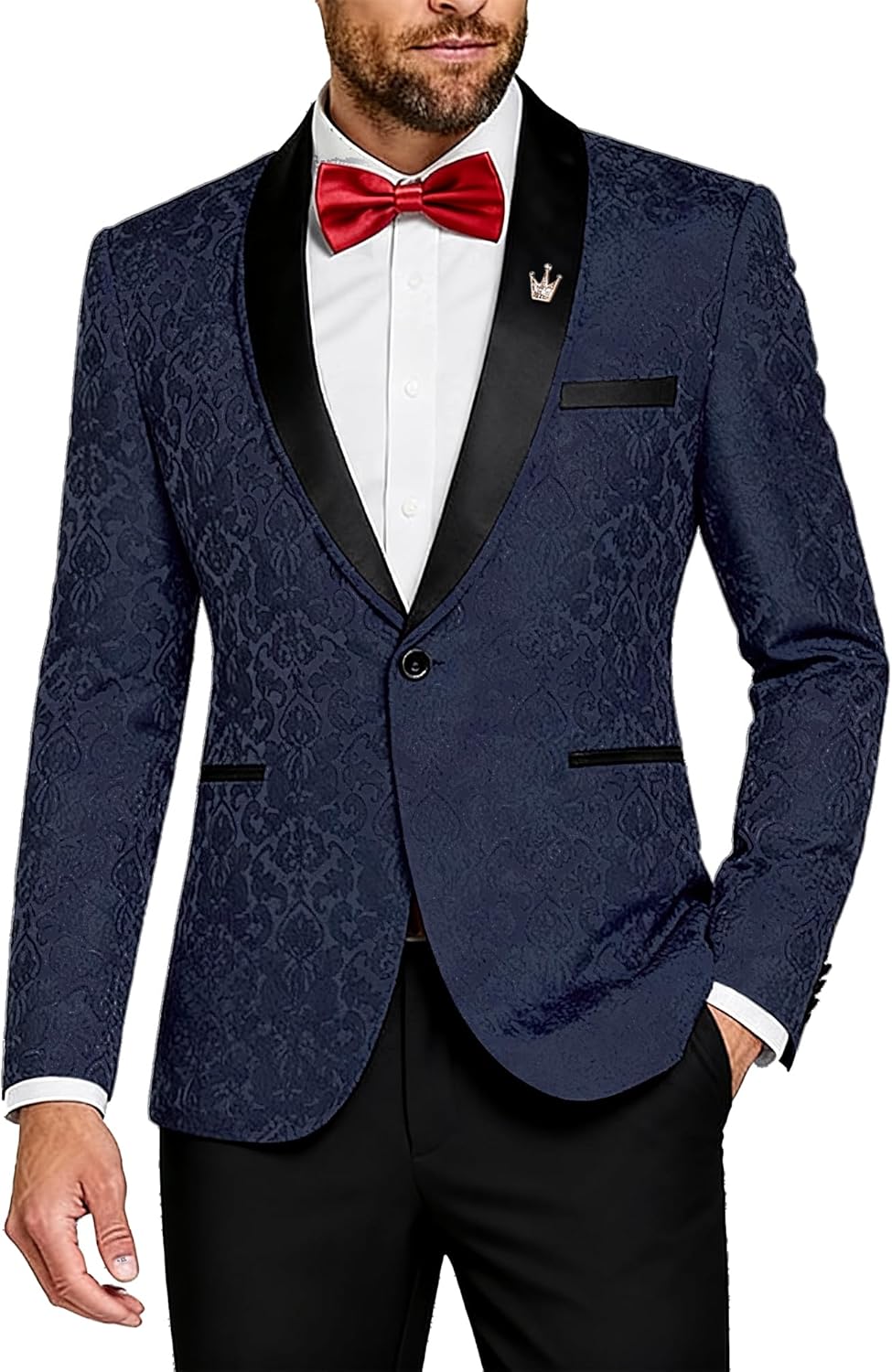 MY'S Men's Floral Tuxedo Suit Jacket, Slim Fit Paisley Blazer, Shawl Lapel with Bow Tie for Party Prom Wedding Dinner