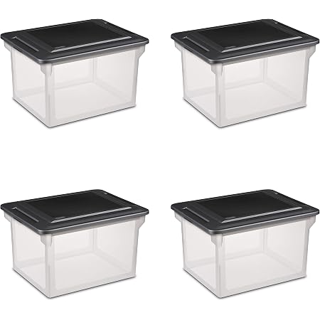 Amazon.com: Sterilite 18689004 Storage File Box, 4-Pack , Black ...