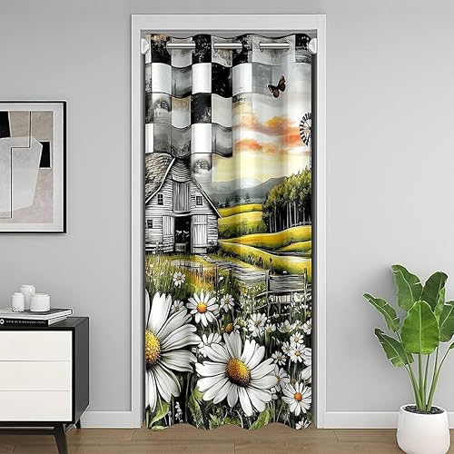 Miniatura 32 de Manfei Cortina de puerta musical negra con notas musicales para puerta de armario, cortinas opacas para puerta de armario, cortinas opacas para