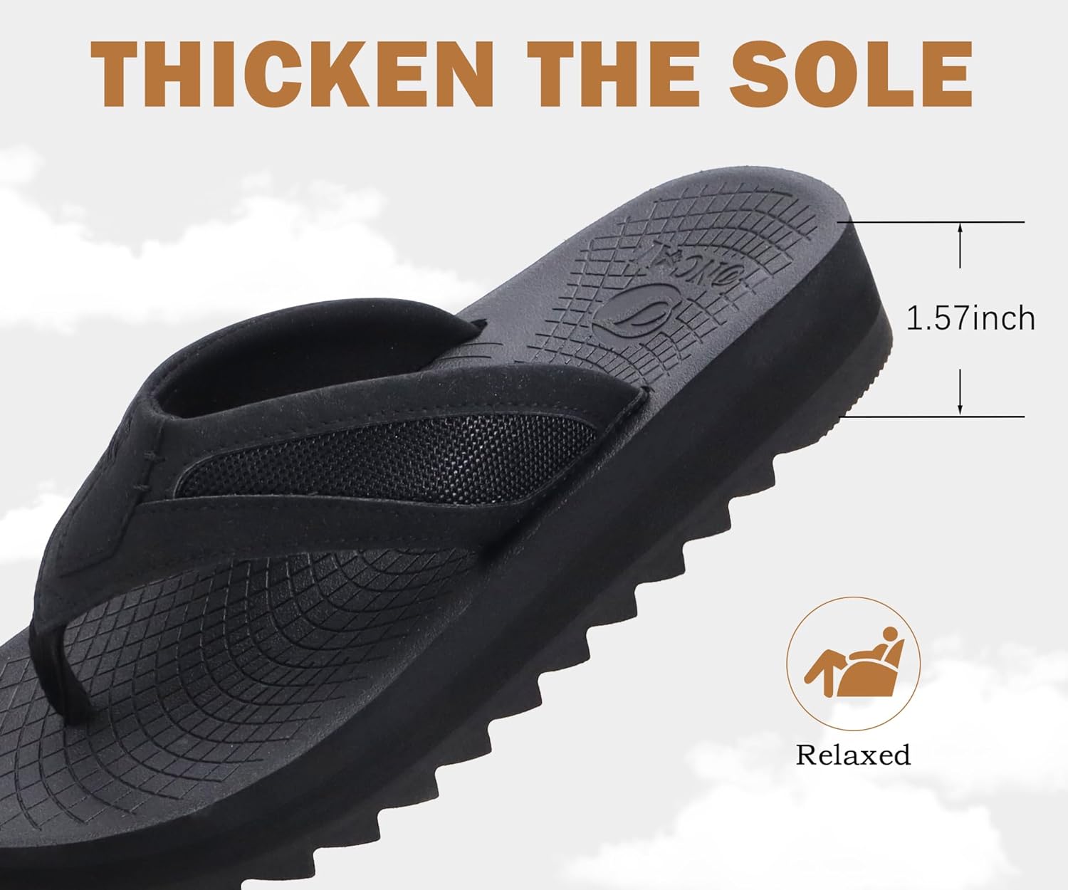 ONCAI Men's Flip Flops with Arch Support Orthotic Cushion Recovery Walking Slide Sandals for Men with Platform Summer Comfortable Soft Rubber Soles（US Size 7-15） - Image 5