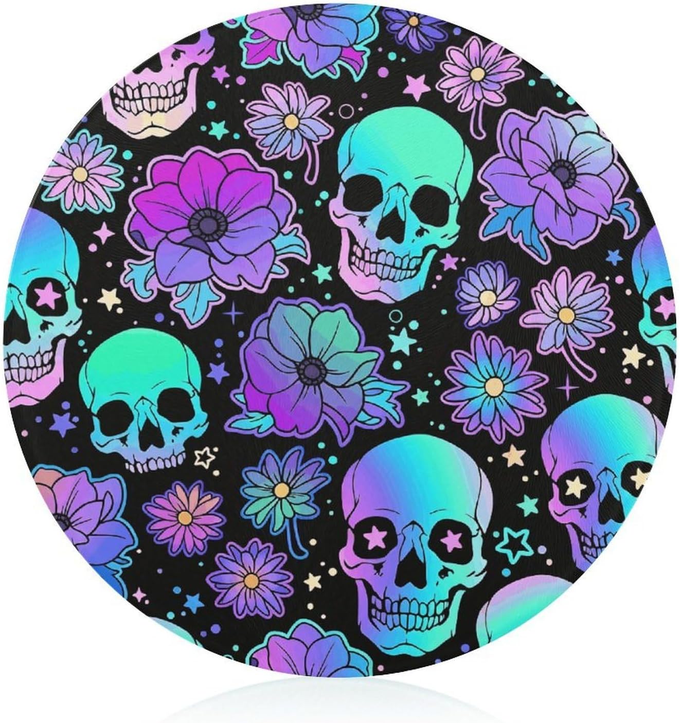 Skull Flower Tempered Glass Cutting Boards for Kitchen