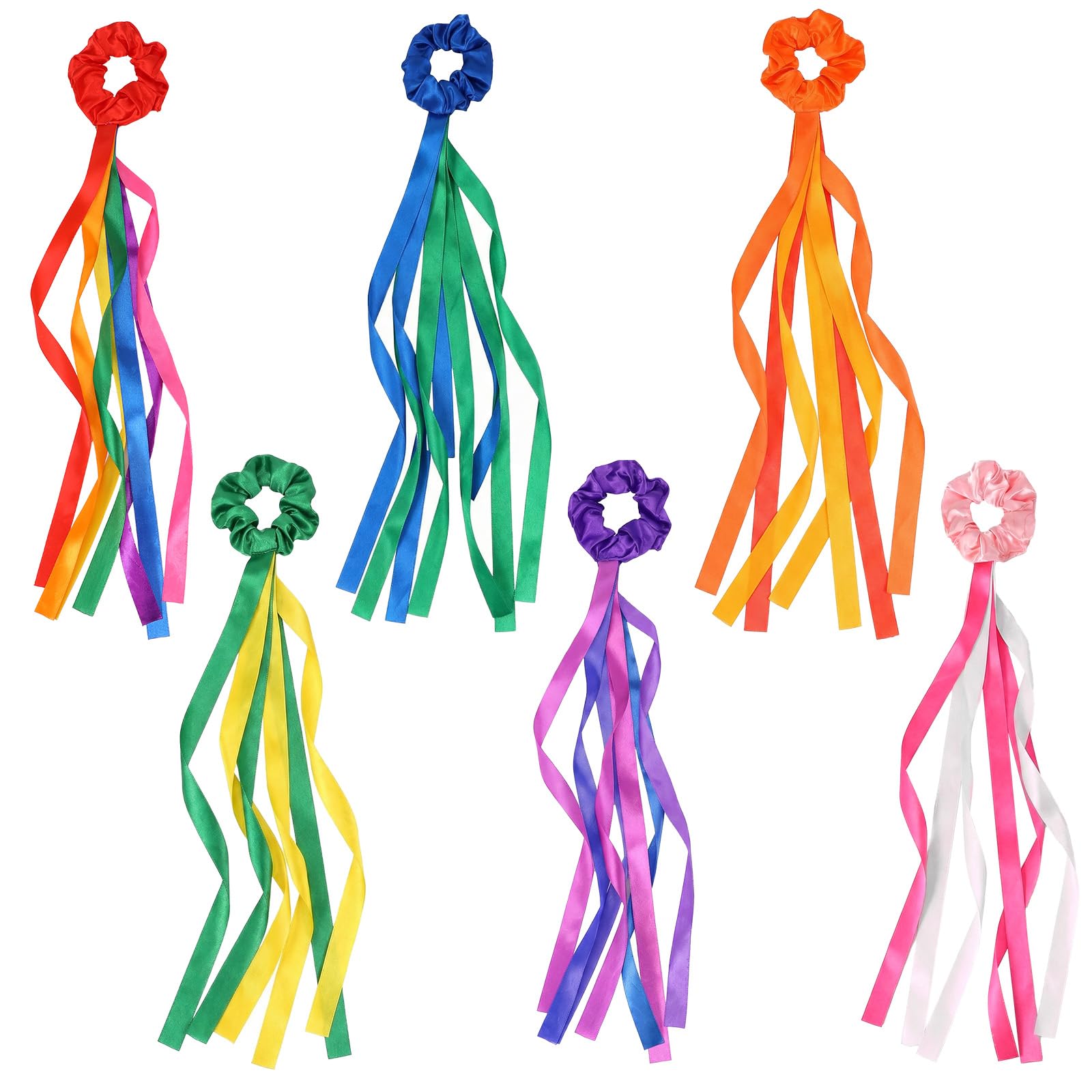Quilax 6Pack Rainbow Ribbon Set, Gymnastics Ribbon Dance Wands with Wrist for Dance, Rhythmic Gymnastics, Performance
