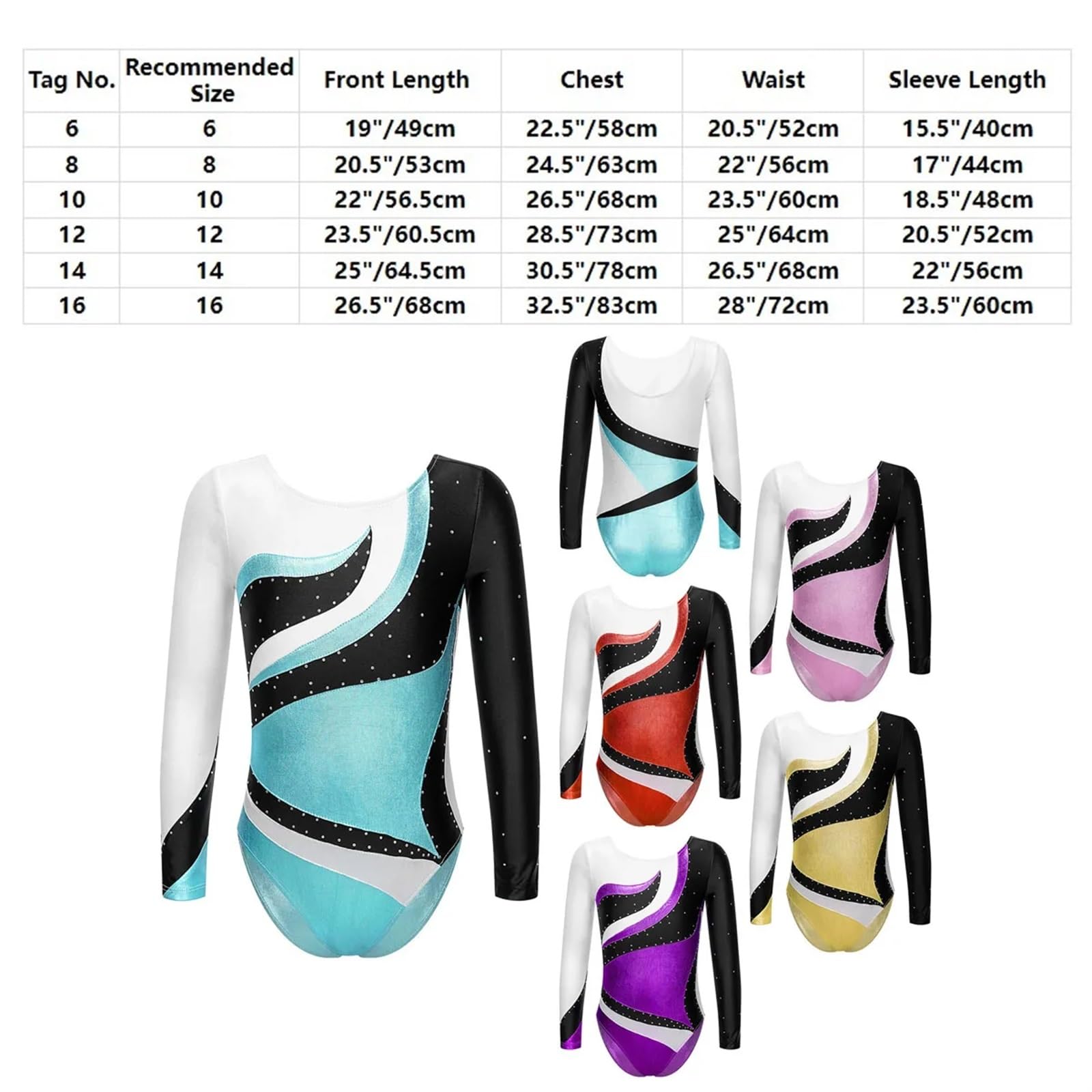 Body Danza Bambina Body da Ginnastica for Ragazze, Manica Lunga, Scava Fuori, Body da Danza Classica, Competizione, Pattinaggio su Ghiaccio Ginnastica Artistica(A-Yellow,12)