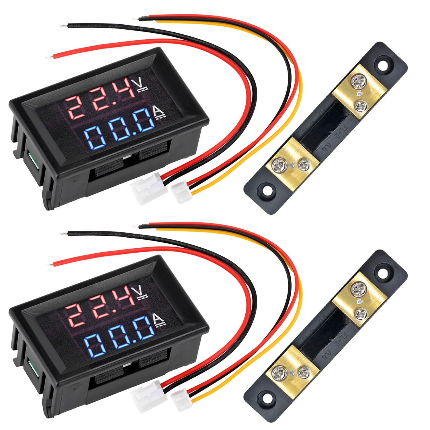 DC 4.5-100V Digital Volt Amp Voltmeter, 0-50A Digital Voltmeter,12V 24V 0.28" Dual LED Ammeter Multimeter Panel, Current Meter Volt Tester with 50A