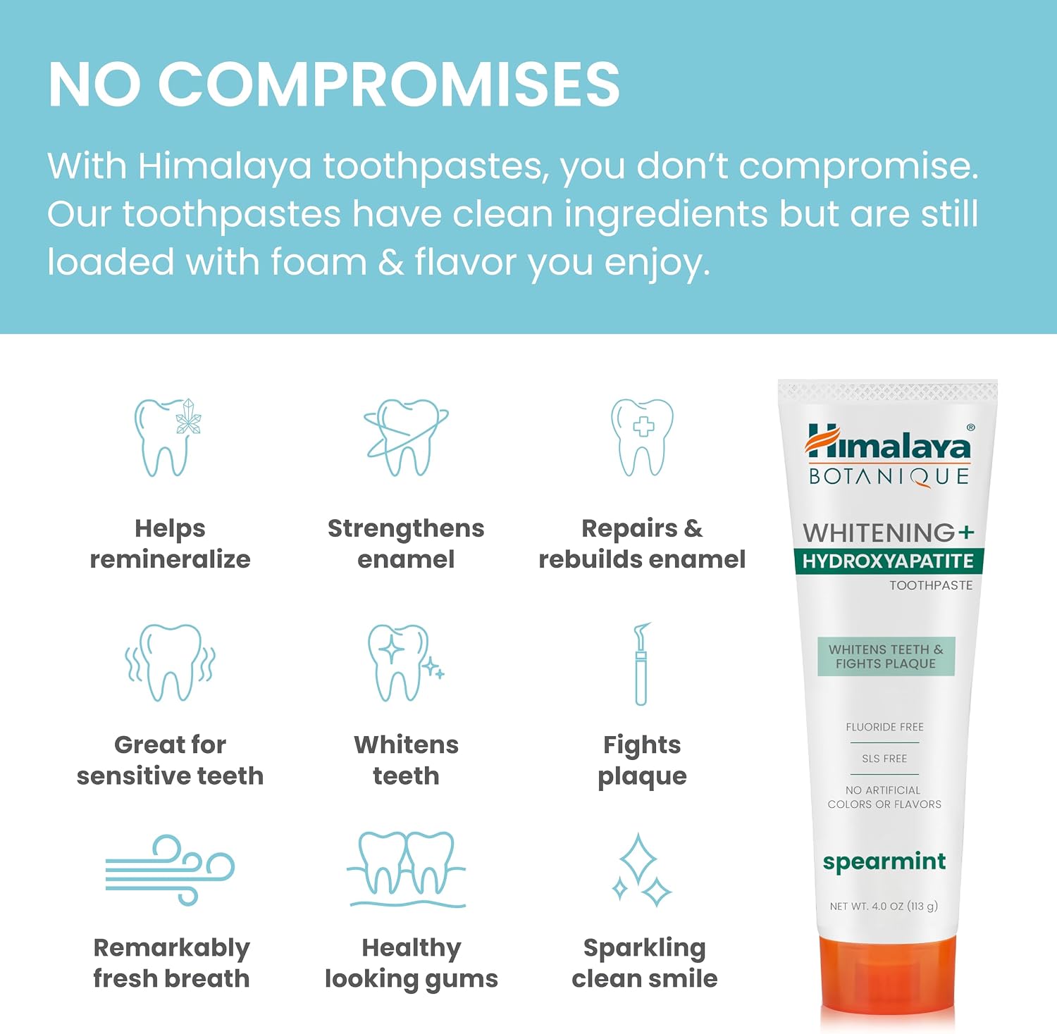 Himalaya Botanique Whitening Hydroxyapatite Toothpaste, Spearmint, 4 oz image 4