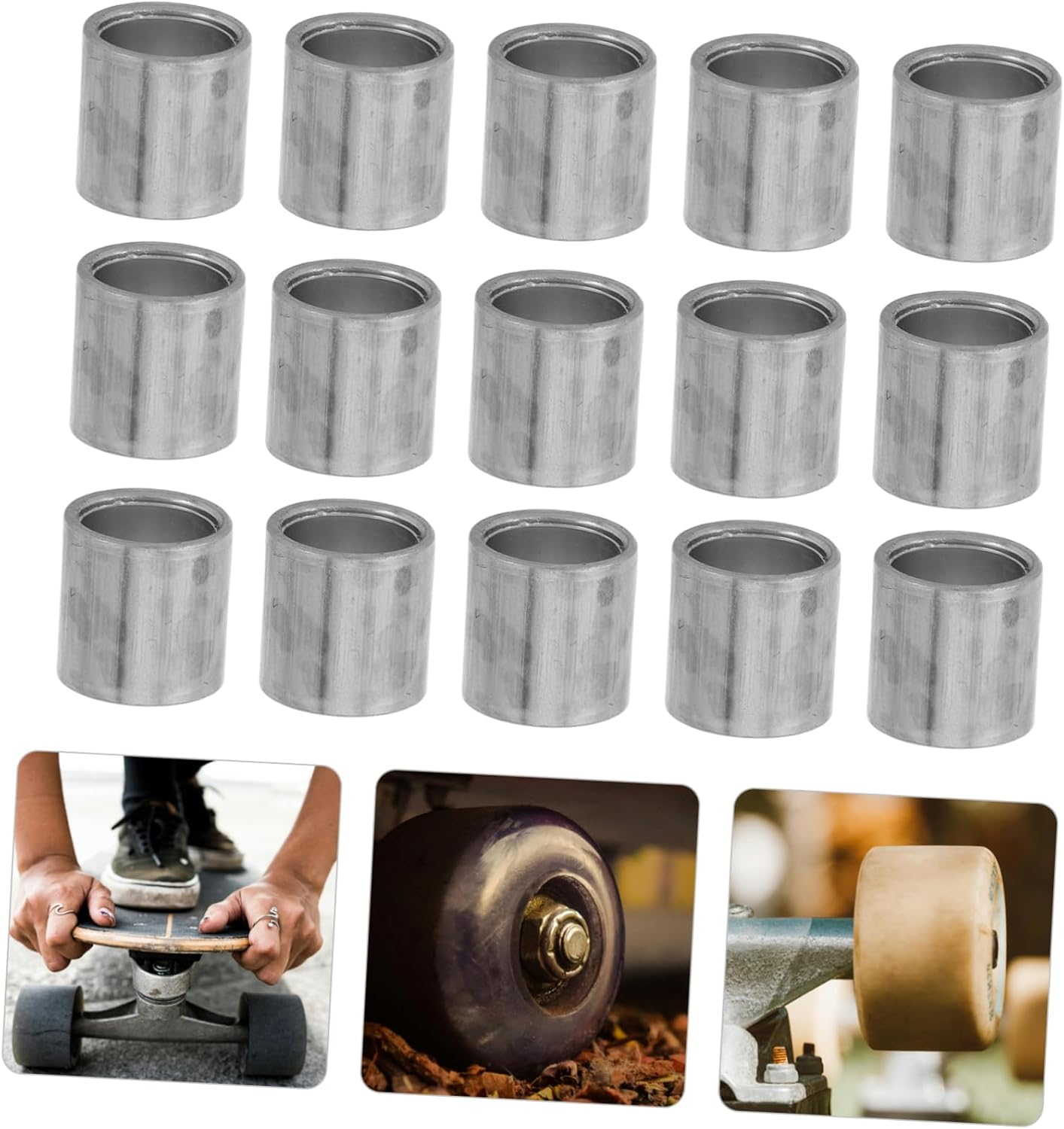 KeuLen Skateboard Wheels,50pcs Skateboard Bearing Sleeves Roller Skate Bushings Wheel Rotation for and Skate Parks Bearing Retainers for Safe Skating