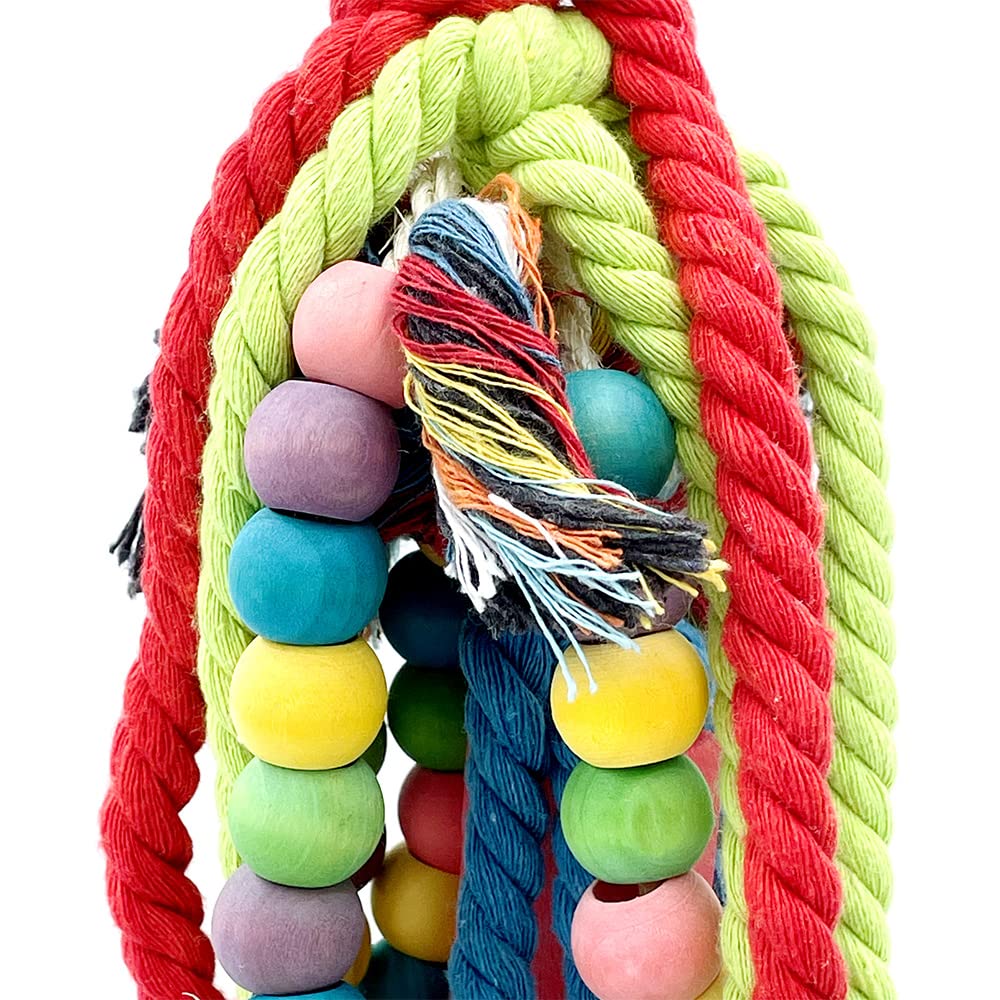 20.5 inch Parrot Chewing Toys - Wooden Block Tearing and Cotton Rope Toys for Medium Large Extra Large Parrot Conures African Grey Amazon Cockatoo and Macaw - image 3