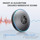 EMEET Bluetooth Speakerphone M2 Gray Conference Speaker, Idea for Home Office 360º Voice Pickup 4 AI Echo & Noise Canceling Microphones, Skype USB Speakerphone AUX in/Out for up to 8 People