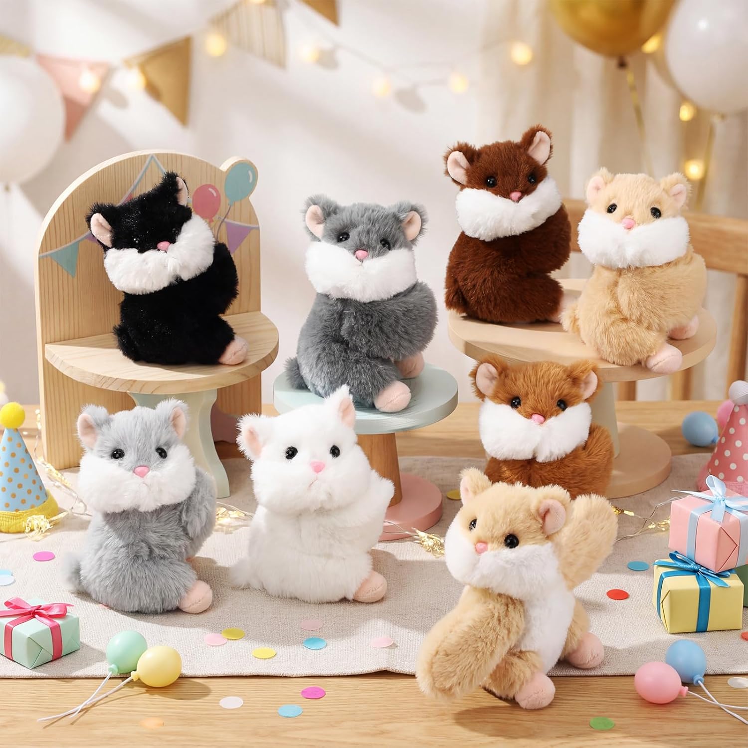 Liliful 8 Pack Kids Plush Gifts Stuffed Animal Cat Slap Bracelets, Valentine Galentines 8 Inch Wrist Cute Snap Bracelet Birthday for Boys Girls Child Bulk Item Pet Adoption Party Favors(Hamsters) - Image 3