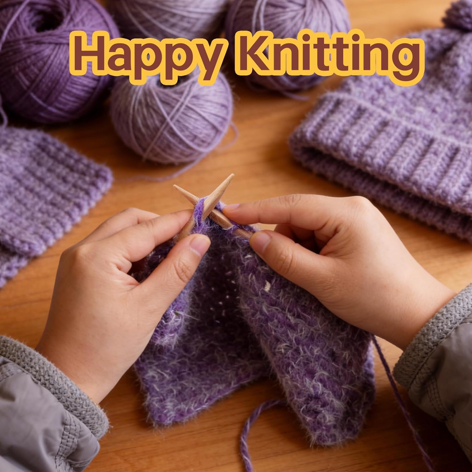 Mdoker Circular Knitting Needles Set with Case,9 Pairs Square Interchangeable Knitting Needles of Bamboo Cubic Circular Needle,Square Circular Needles(3.5mm-8mm)